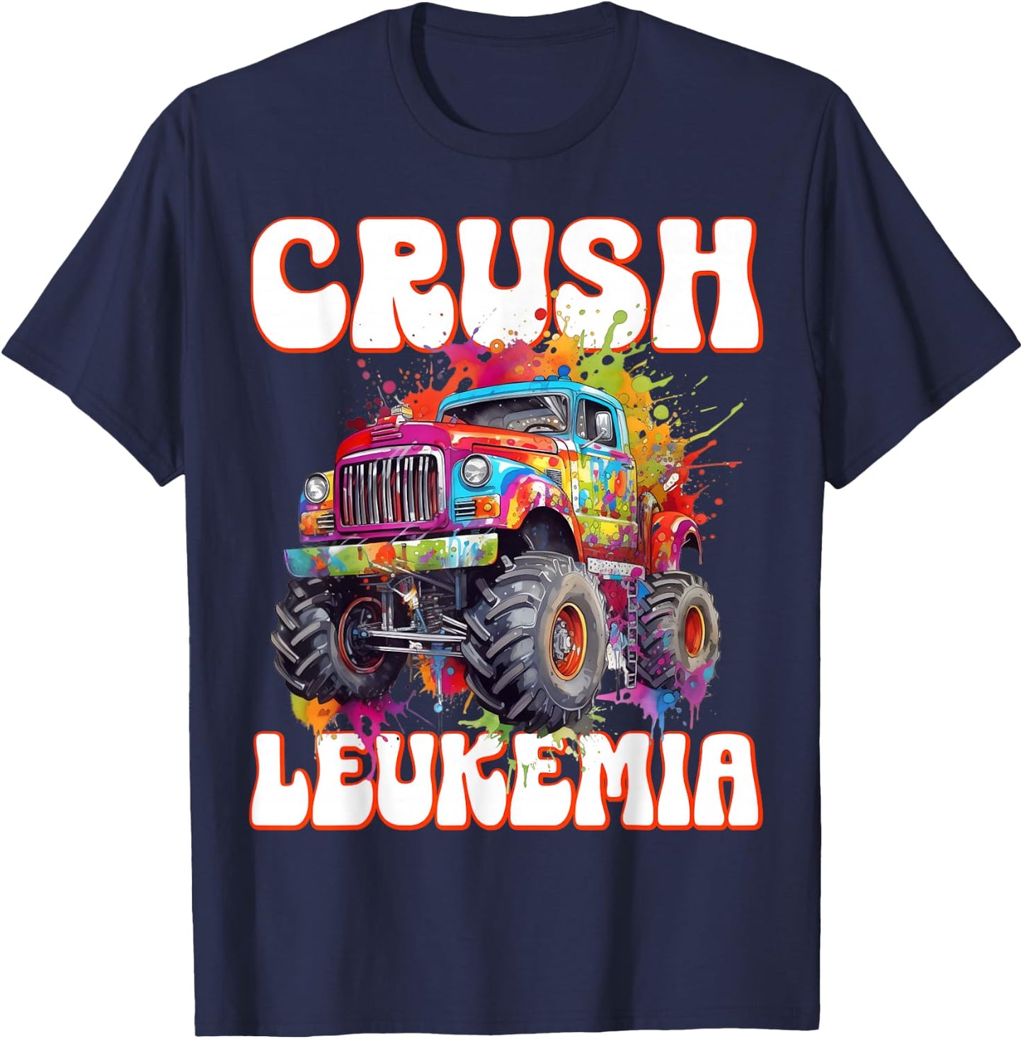 Crush Leukemia Awareness Cure Blood Cancer Fighter Kids T-Shirt - T-Shirt | Navy