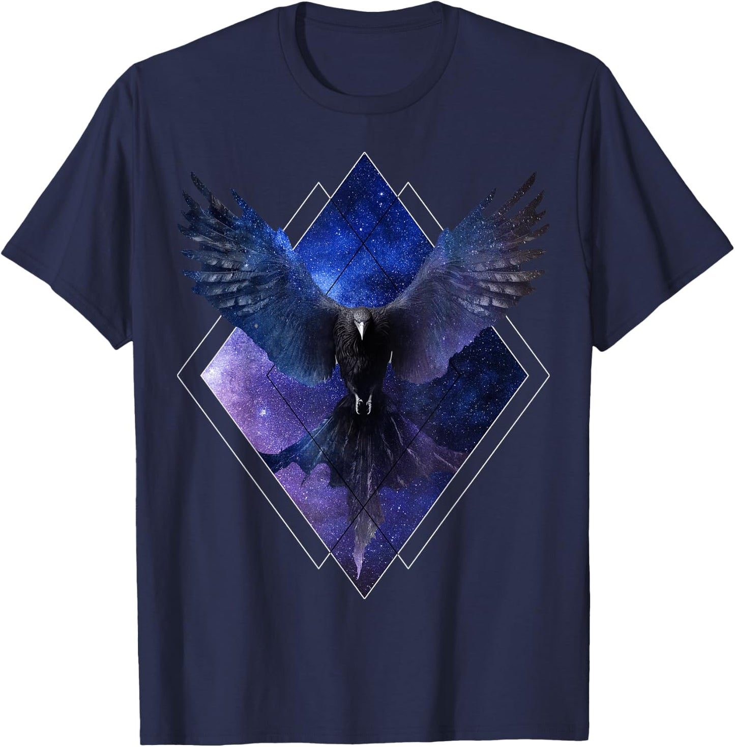 Celestial Raven Space Crow Galaxy Aesthetic Bird T-Shirt - T-Shirt | Navy