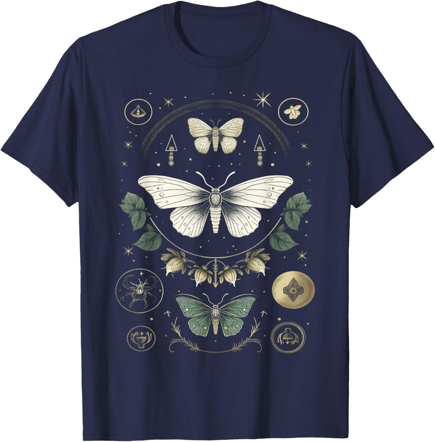 Forest Witch Moth Heterocera Folkloric Wiccan Nature Goth T-Shirt - T-Shirt | Navy