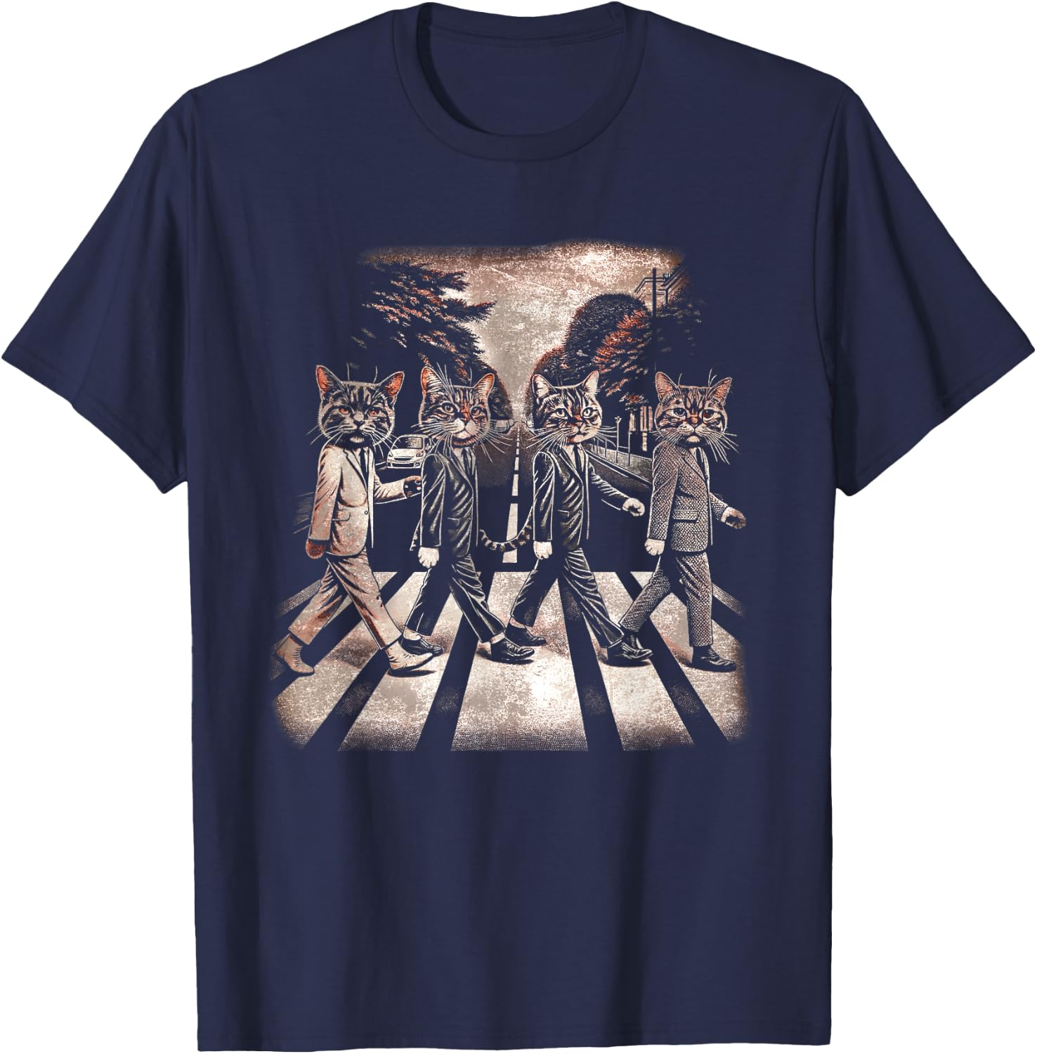 Classic Cats Music Band Vintage Retro Heavy Meowtal Musician T-Shirt - T-Shirt | Navy