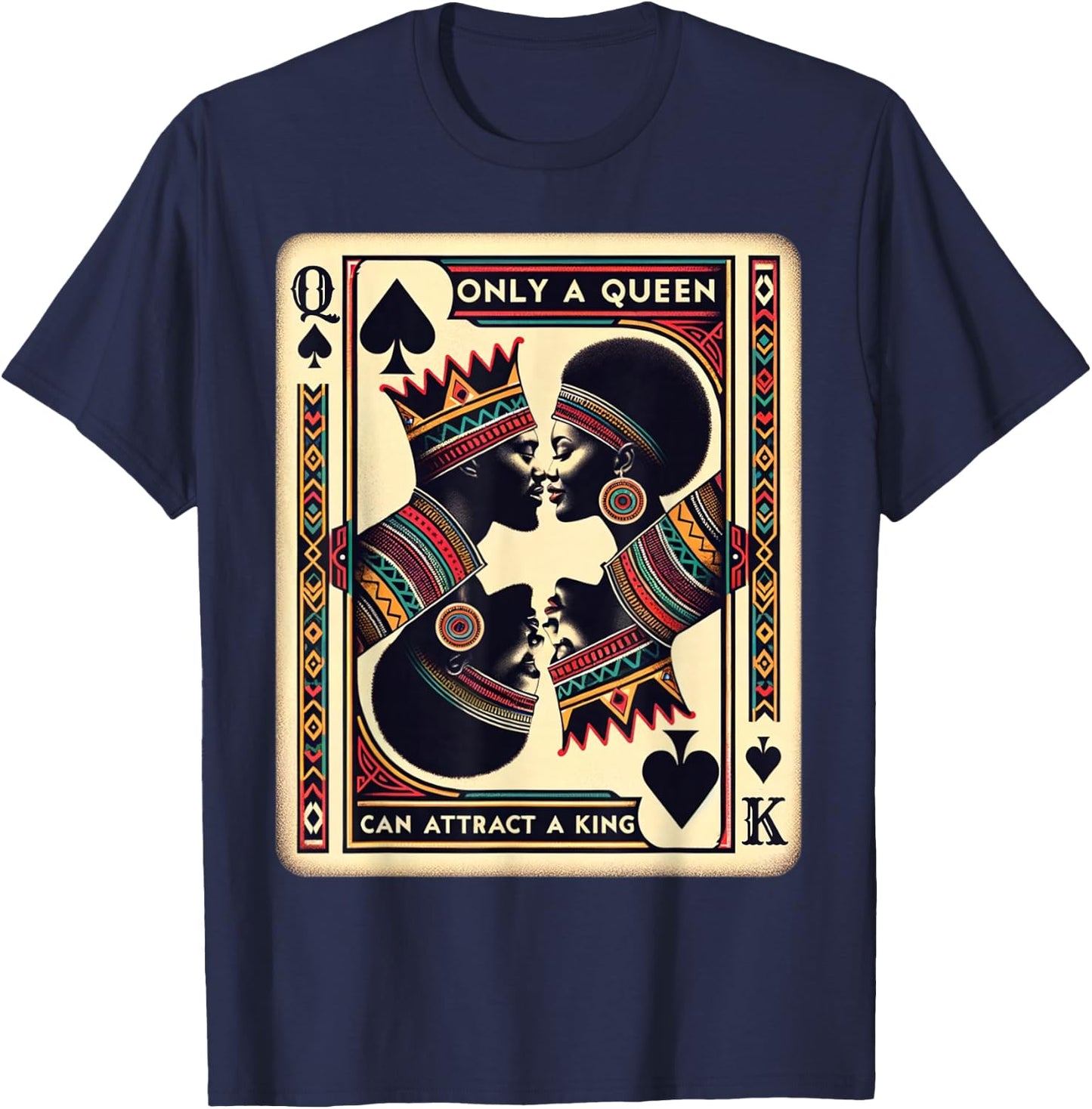 King & Queen Black Love African American Couples Marriage T-Shirt - T-Shirt | Navy
