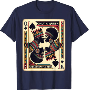 King & Queen Black Love African American Couples Marriage T-Shirt - T-Shirt | Navy