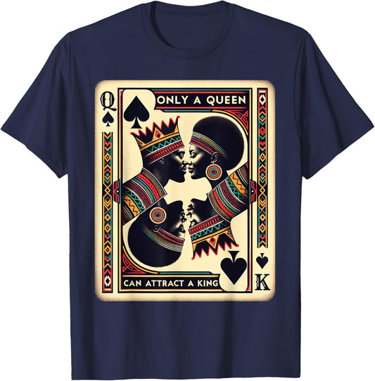 King & Queen Black Love African American Couples Marriage T-Shirt - T-Shirt | Navy