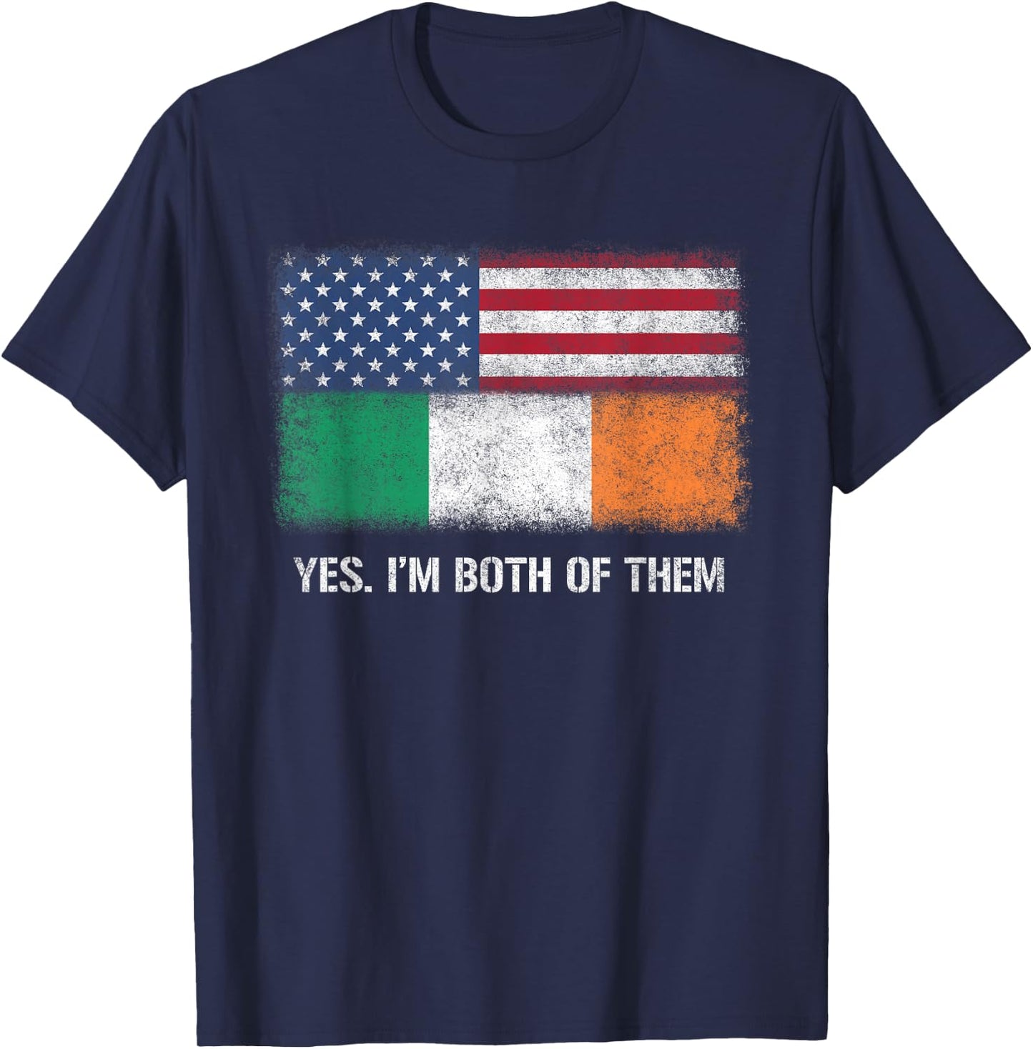 Usa Ireland Irish American Flag Dual Citizen Citizenship T-Shirt - T-Shirt | Navy