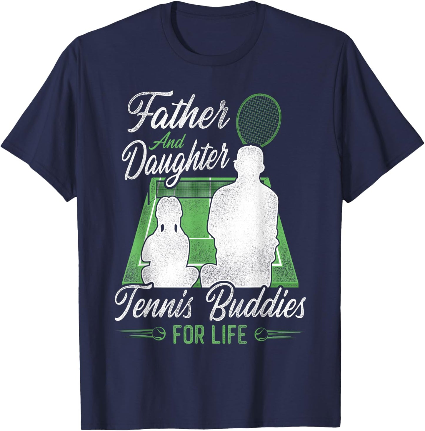 Funny Tennis Player Racket Dad Daughter Father And Daughter T-Shirt - T-Shirt | Navy