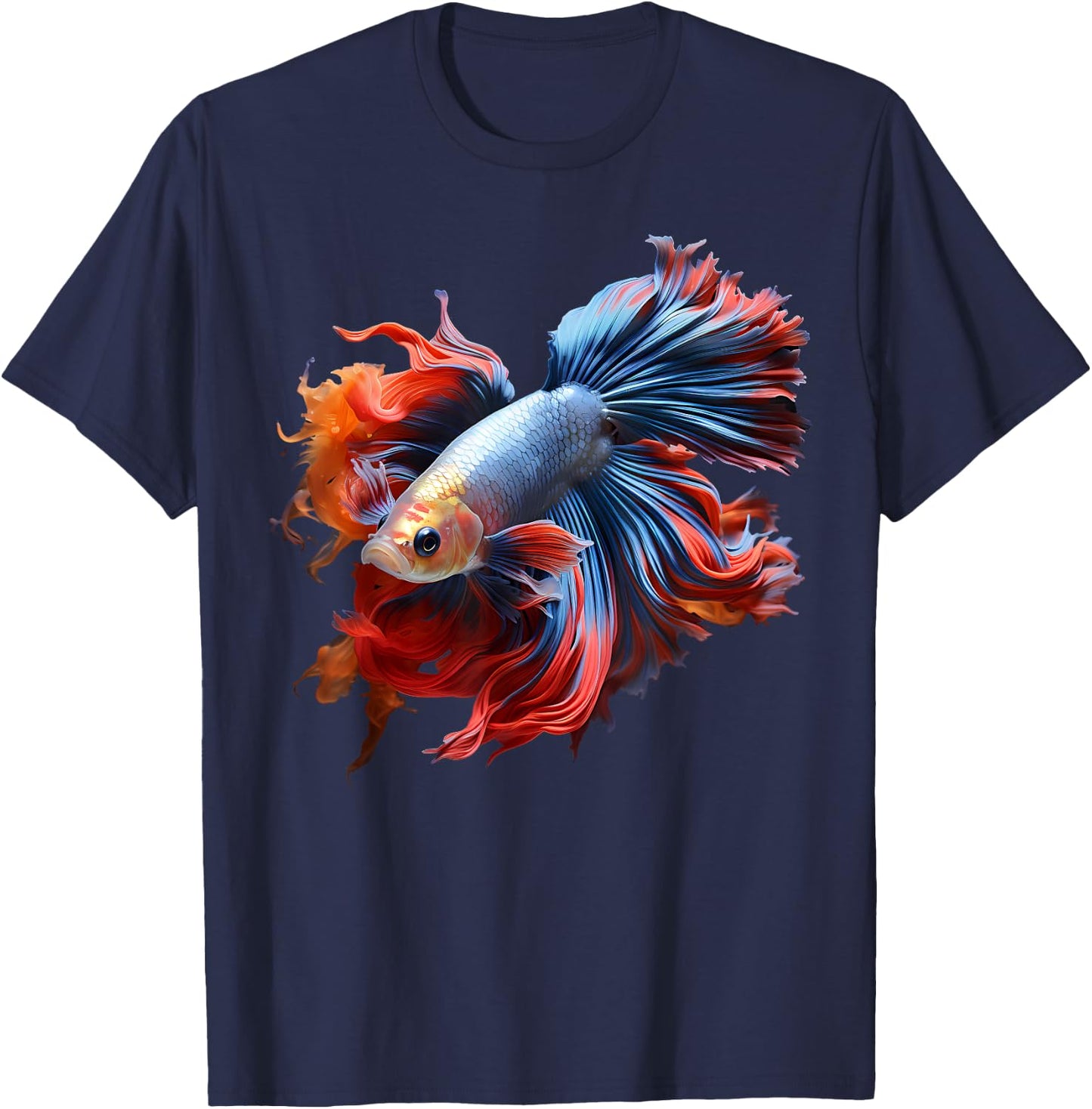 Colorful Fish Make Life Betta Fighting Fish Nano Aquarium T-Shirt - T-Shirt | Navy