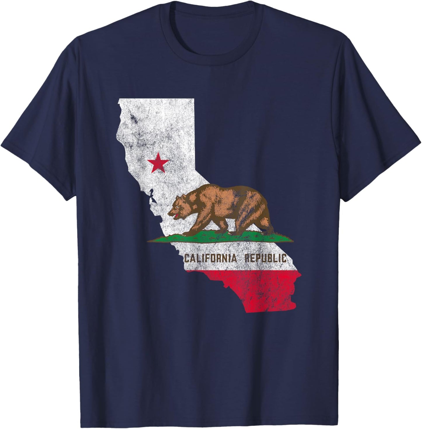 Vintage California Republic Flag CA USA State Patriot T-Shirt - T-Shirt | Navy