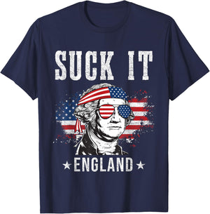 Suck It England Funny 4th of July - George Washington Funny T-Shirt - T-Shirt | Navy