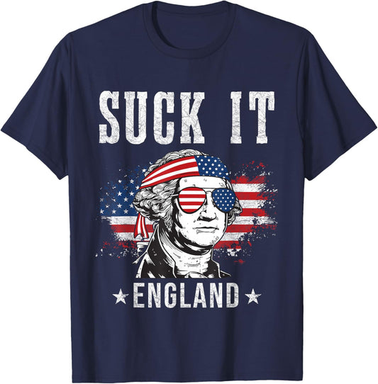 Suck It England Funny 4th of July - George Washington Funny T-Shirt - T-Shirt | Navy