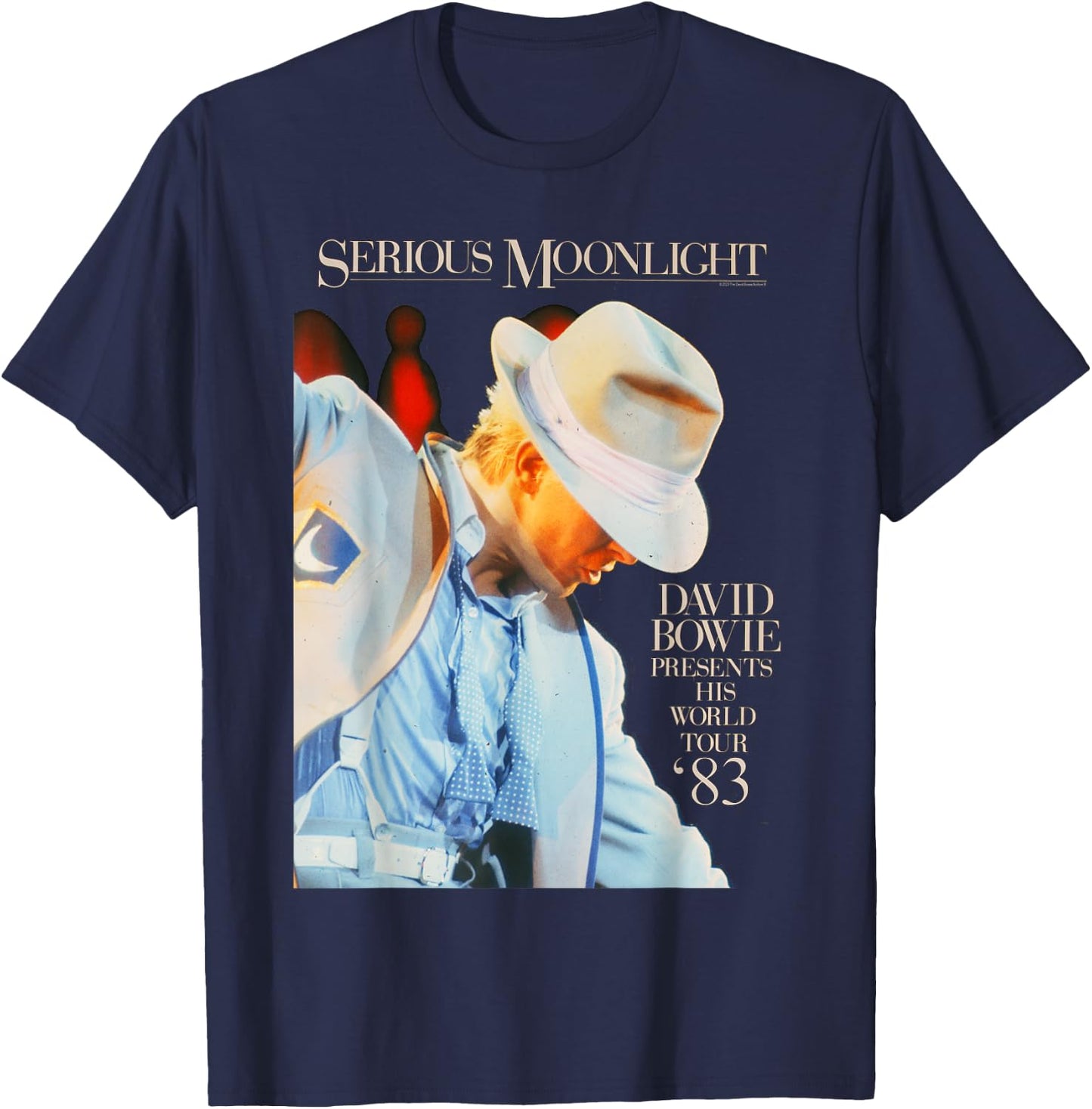 David Bowie Music Rock Serious Moonlight T-Shirt - T-Shirt | Navy