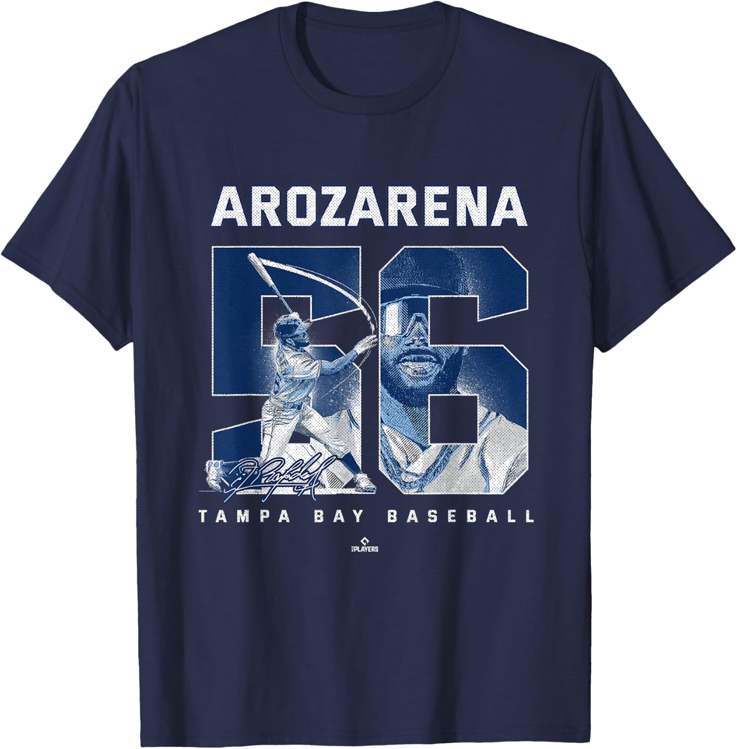 Number and Portrait Randy Arozarena Tampa Bay MLBPA T-Shirt - T-Shirt | Navy