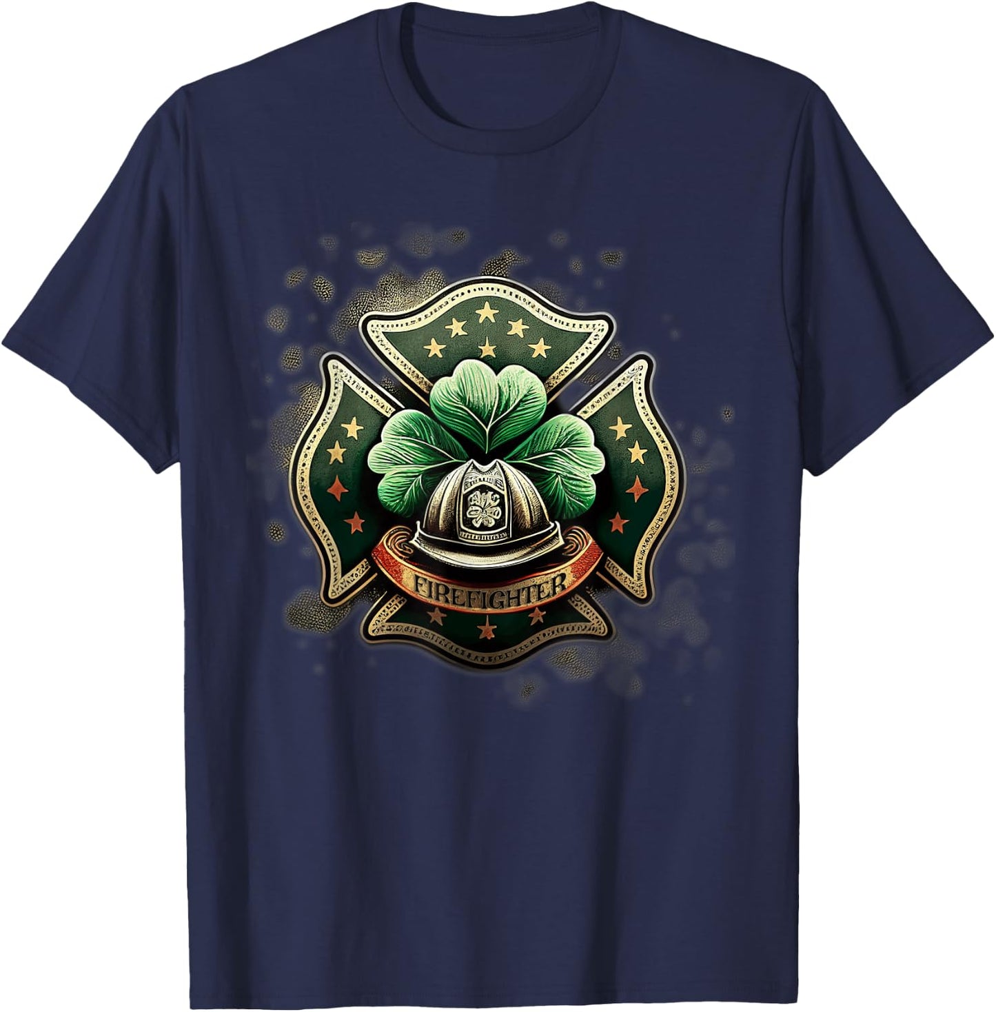 Vintage Shamrock Irish Firefighter St Patricks USA Fireman T-Shirt - T-Shirt | Navy