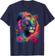 Dinosaurus Rekx Kids' Black with Rainbow Retro Rainbow Lion Graphic T-Shirt - T-Shirt | Navy