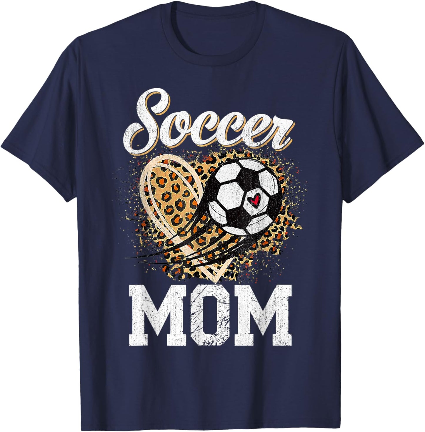 Leopard Soccer Mom Ball Funny Mother's Day T-Shirt - T-Shirt | Navy