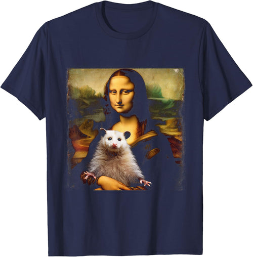 Funny Mona Lisa Holding an Opossum