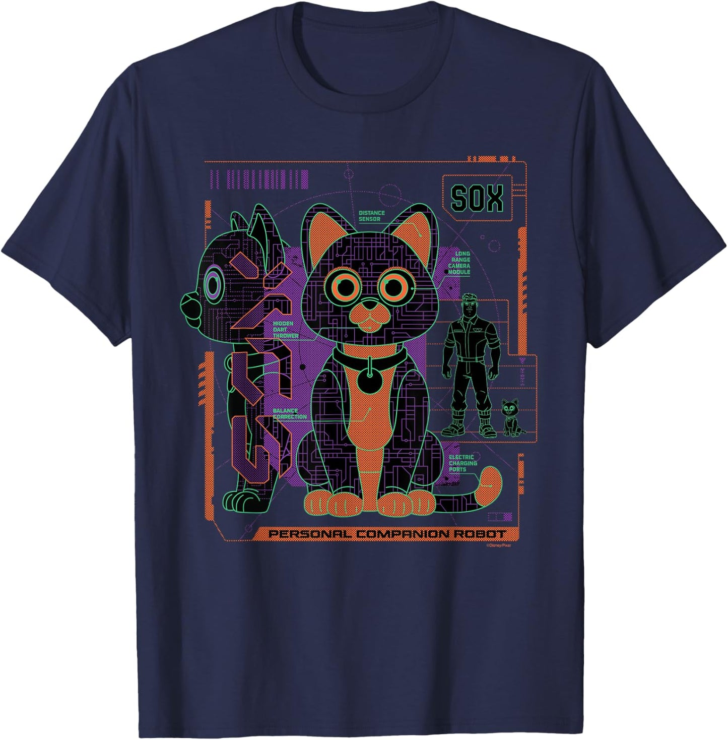 Disney Pixar Lightyear Sox Personal Companion Robot T-Shirt - T-Shirt | Navy