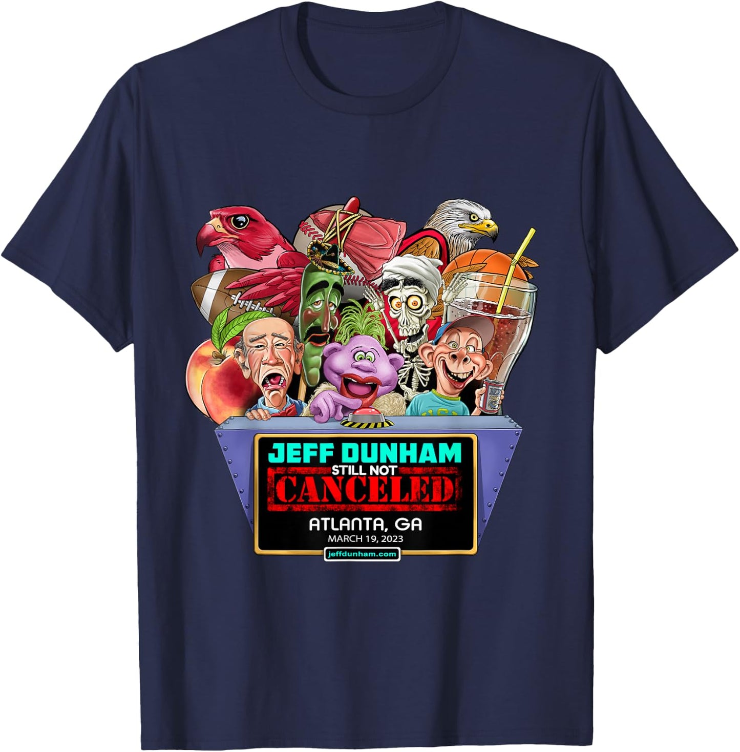 Jeff Dunham Atlanta, GA (2023) T-Shirt - T-Shirt | Navy