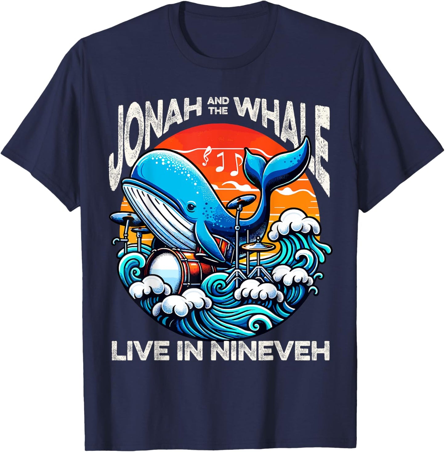 Jonah Whale Funny Rock Band Vintage Funny Christian T-Shirt - T-Shirt | Navy