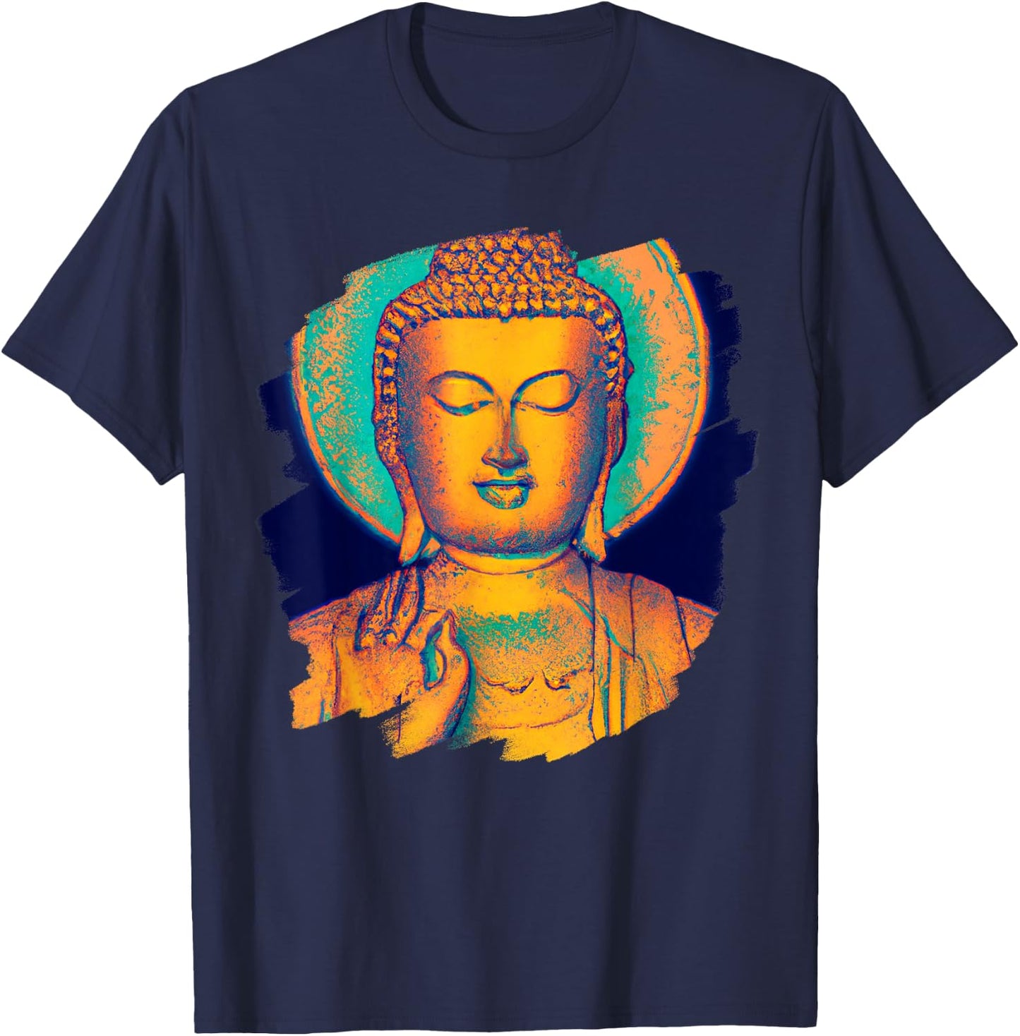 Zen Buddha Mandala Spiritual Asian Style Meditation Peace T-Shirt - T-Shirt | Navy