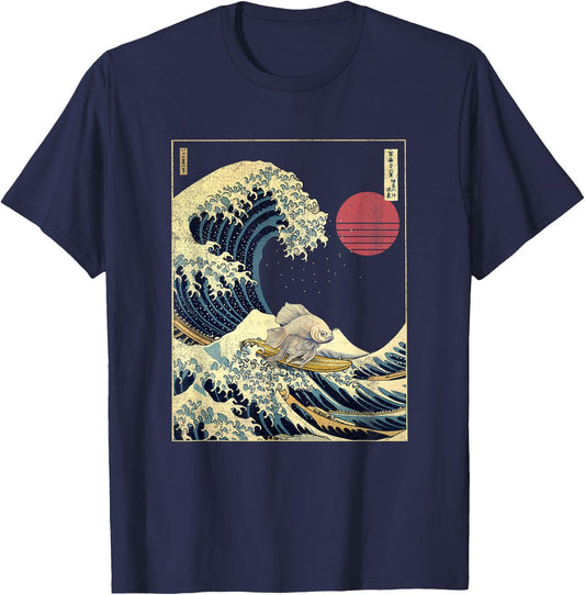 Beta Fish Kanagawa Wave Funny Surf Animal T-Shirt - T-Shirt | Navy