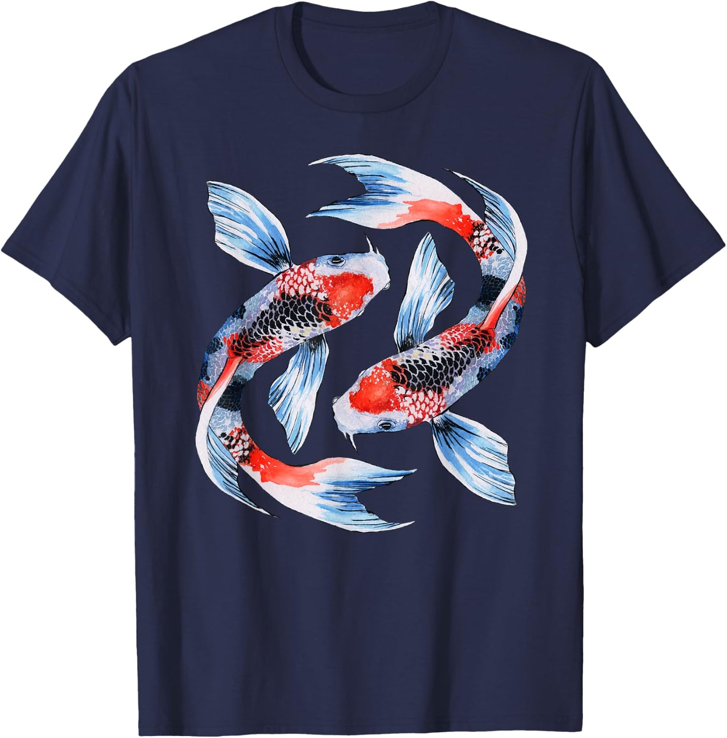 Japanese Koi Carp Nishikigoi Fish Cherry Blossoms Men Women T-Shirt - T-Shirt | Navy
