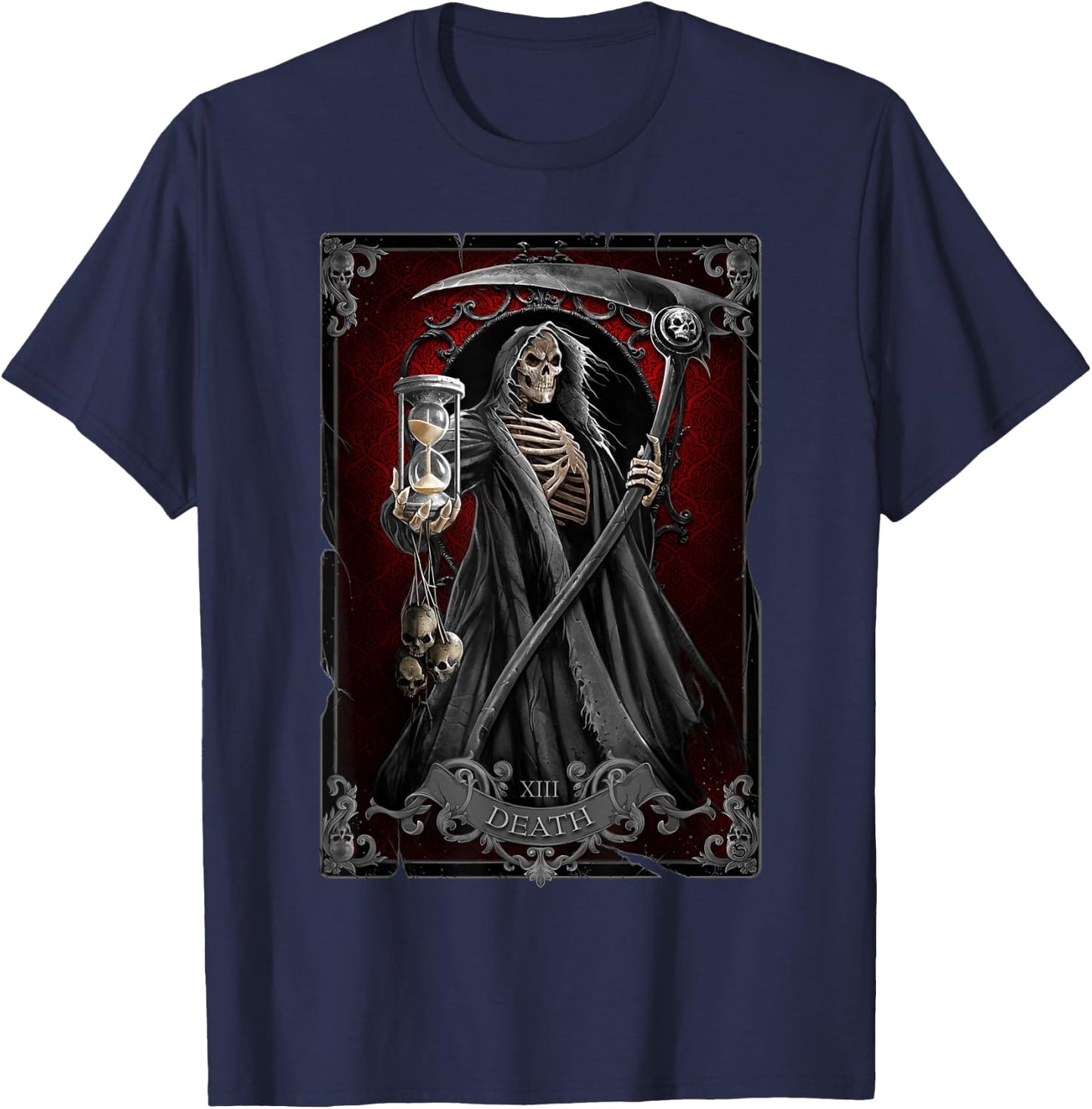 Spiral Original - Death Tarot - Gothic Reaper T-Shirt - T-Shirt | Navy