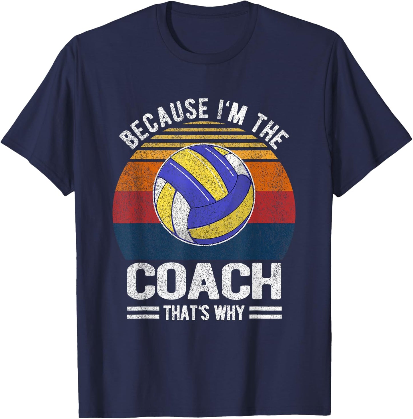 Funny Volleyball Coach Volleyball Team Coaching Retro T-Shirt - T-Shirt | Navy