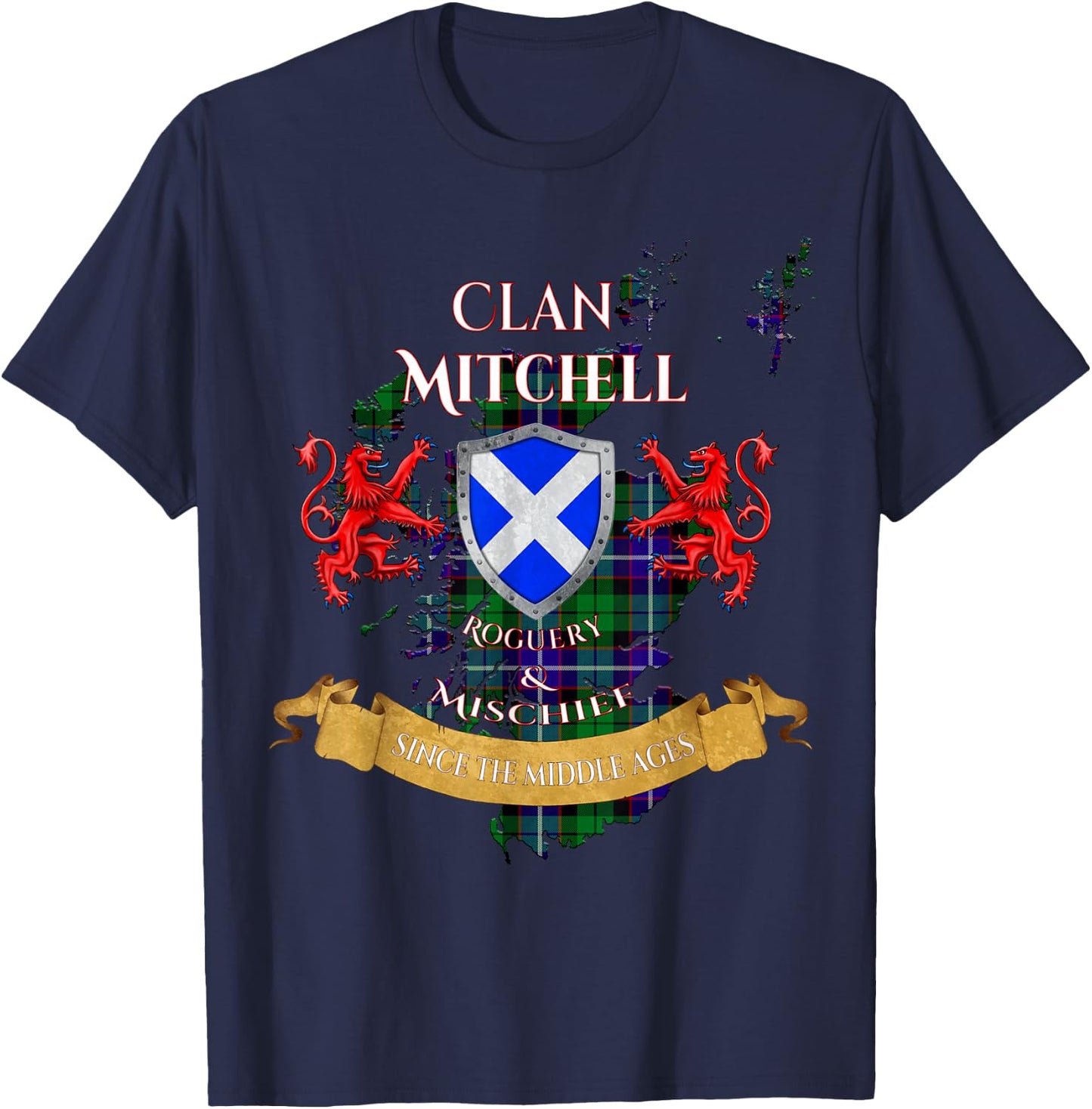 Mitchell Scottish Family Clan Middle Ages Mischief T-Shirt - T-Shirt | Navy