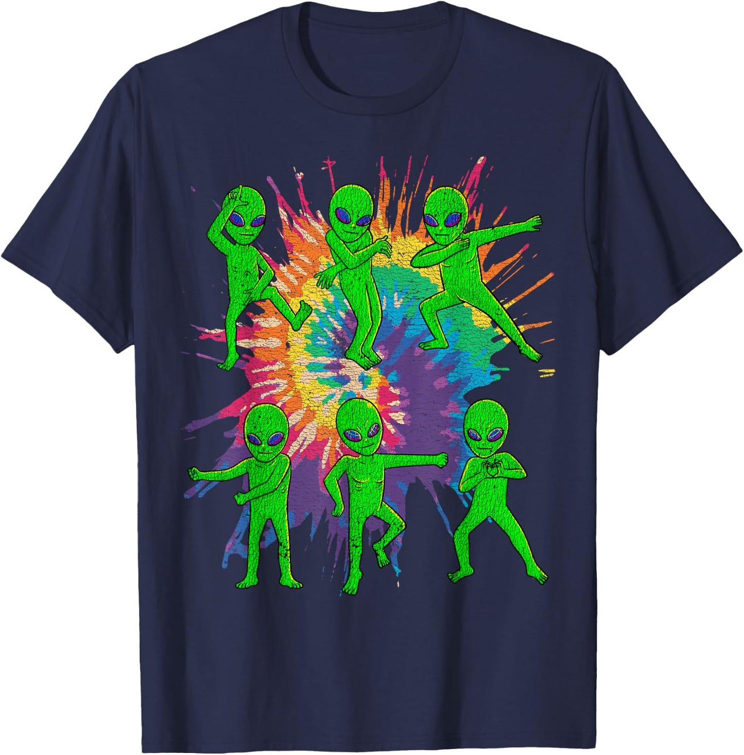 Dancing Alien Halloween Aliens Tie Dye Dance Kids Boys Girls T-Shirt - T-Shirt | Navy