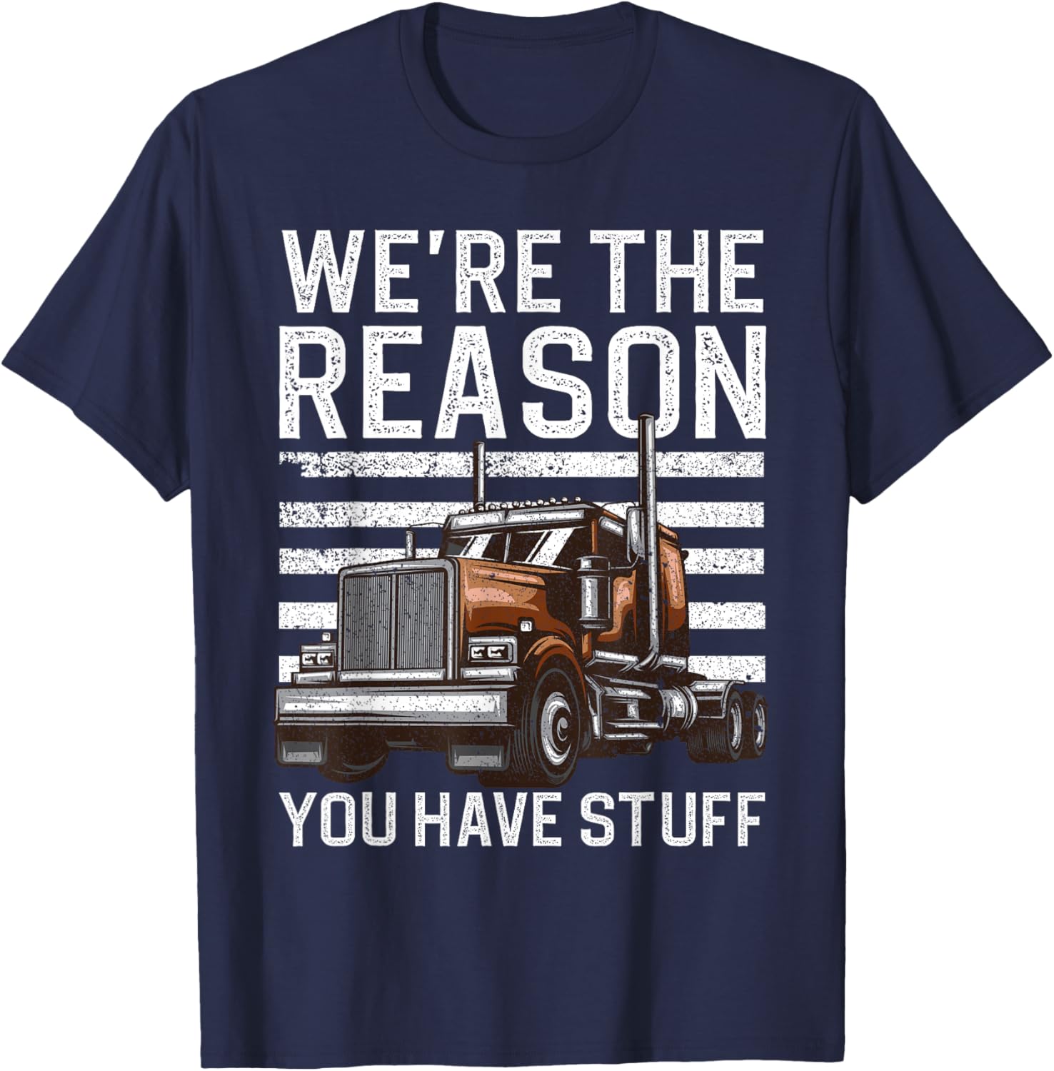 Funny Trucker Design Women Semi Truck Driver Lover T-Shirt - T-Shirt | Navy