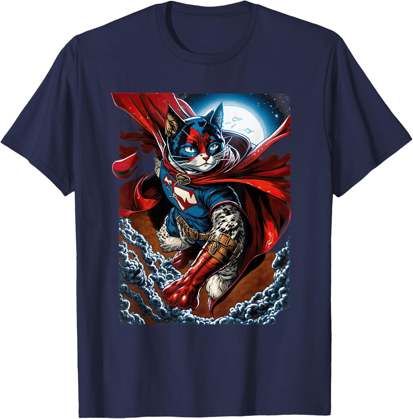Super Power Superhero Snowshoe Cat Men Women Kids T-Shirt - T-Shirt | Navy