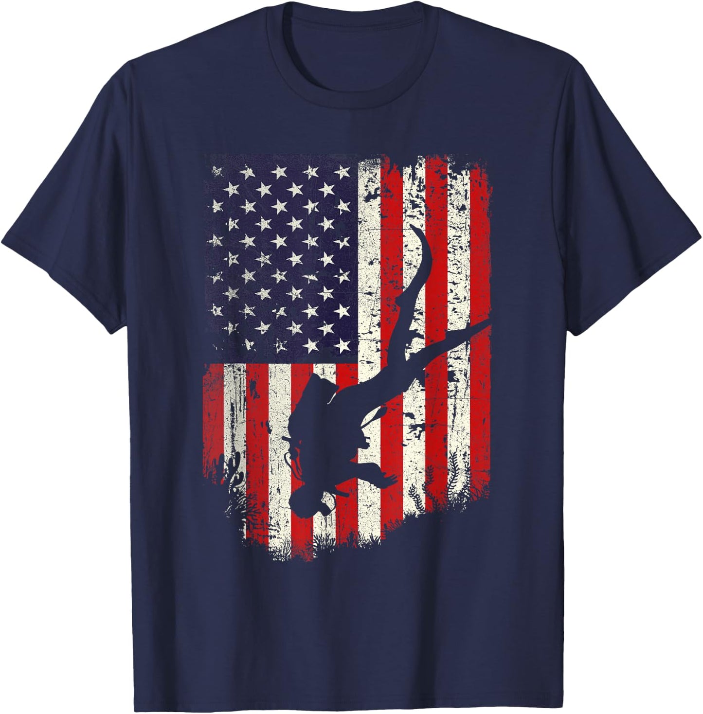 Scuba Diver - Scuba Diving American Flag T-Shirt - T-Shirt | Navy