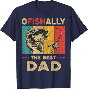 Father's Day Present Funny Fishing Ofishally The Best Dad T-Shirt - T-Shirt | Navy