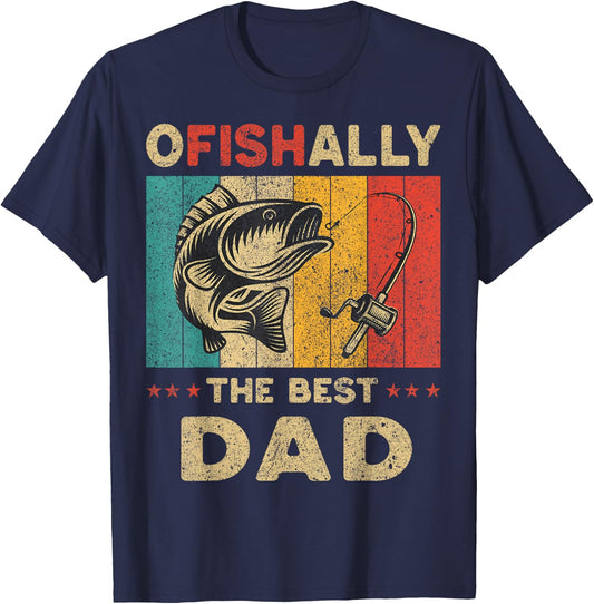 Father's Day Present Funny Fishing Ofishally The Best Dad T-Shirt - T-Shirt | Navy