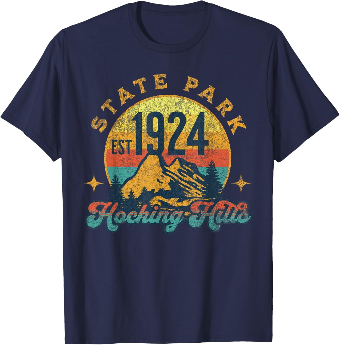 Hocking Hills Ohio Nature Mountains Hiking Outdoors Vintage T-Shirt - T-Shirt | Navy