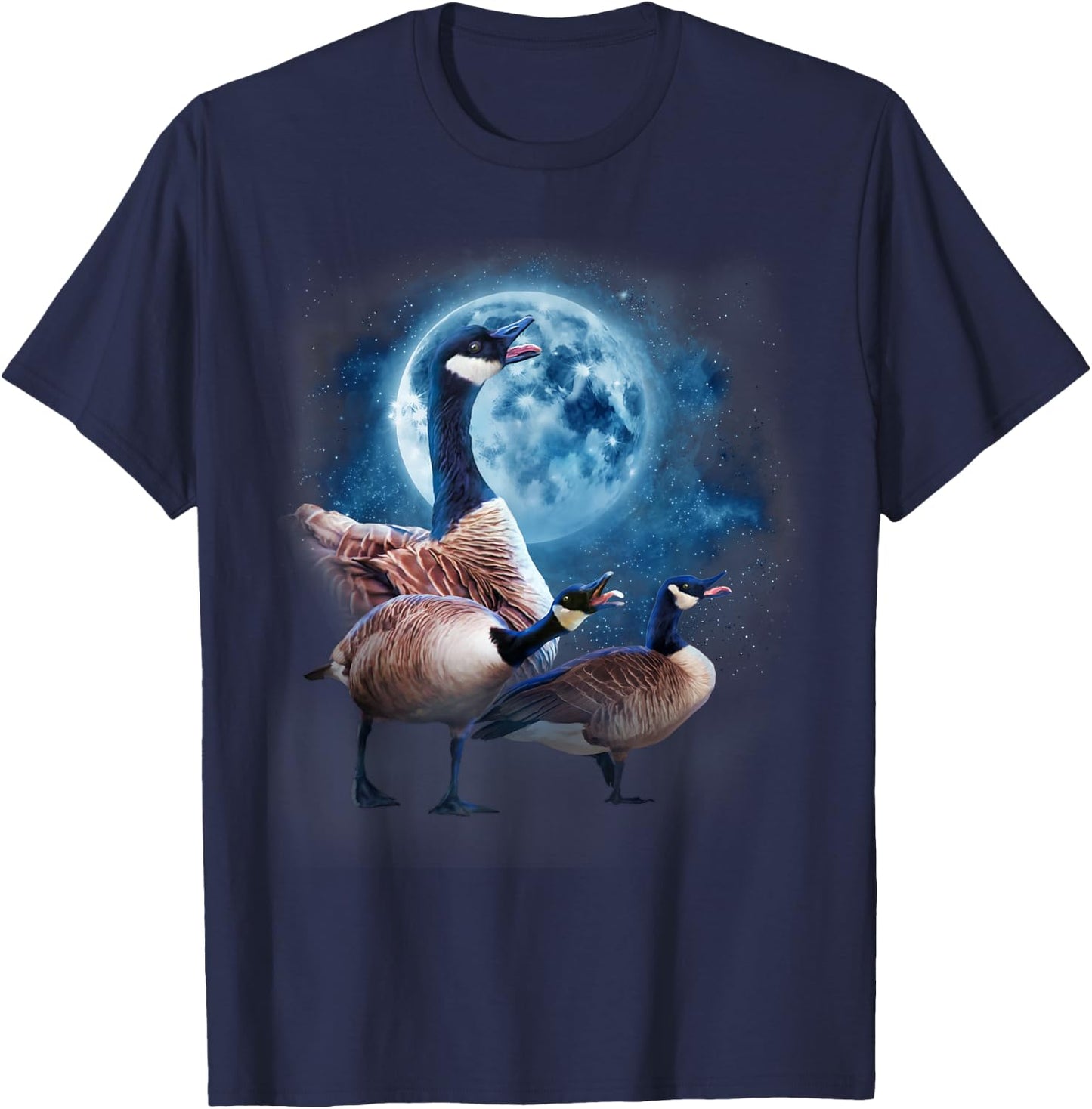 Canadian Goose Shirt - Howling at the Moon Silly Goose T-Shirt - T-Shirt | Navy
