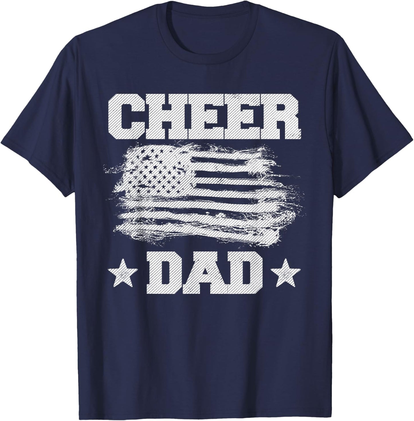 Cheer Dad Vintage American Flag Father Cheerleader Squad T-Shirt - T-Shirt | Navy