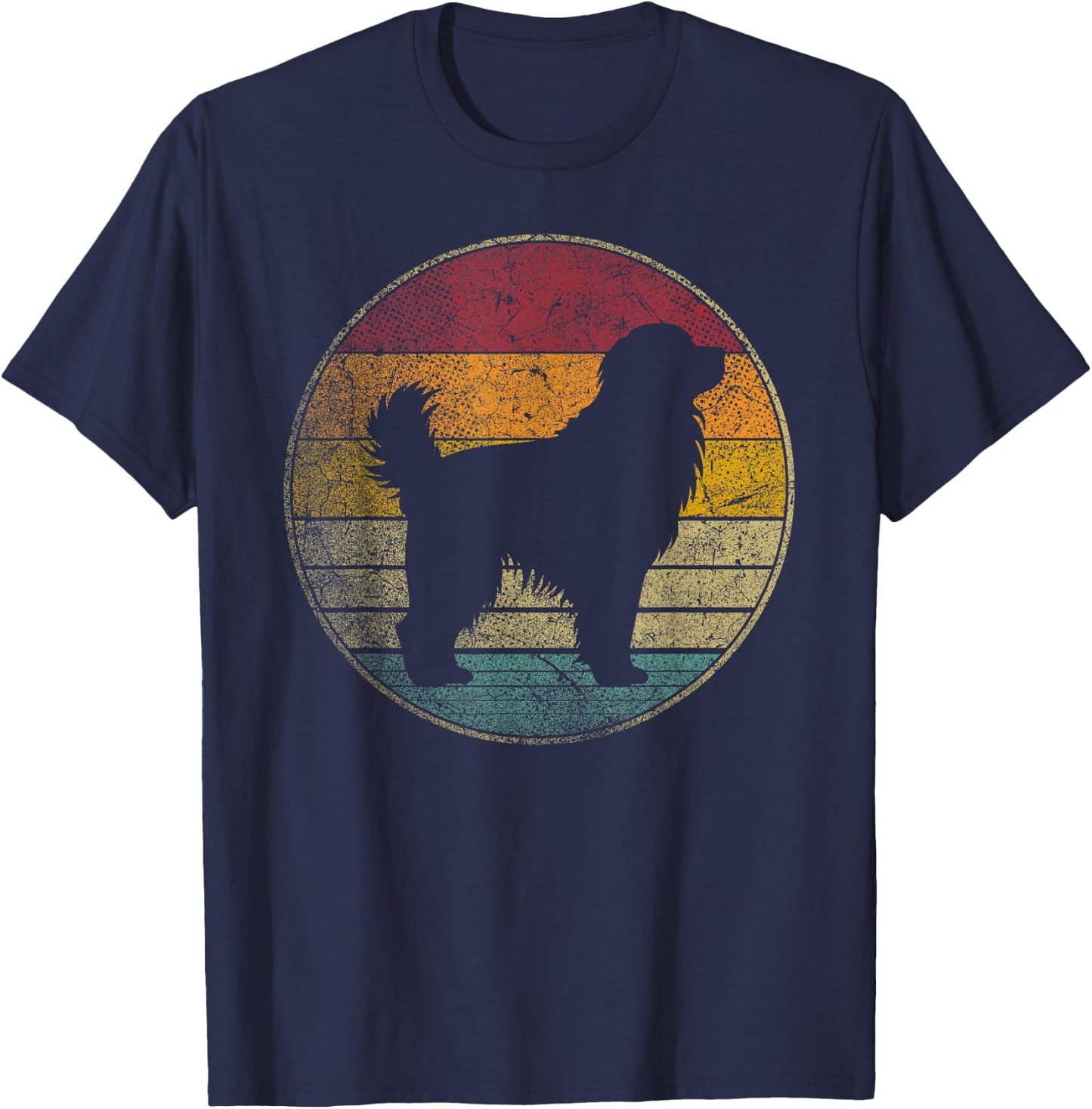 Newfoundland Dog Vintage Silhouette 70s 80s Retro Distressed Men Women Kids T-Shirt - T-Shirt | Navy