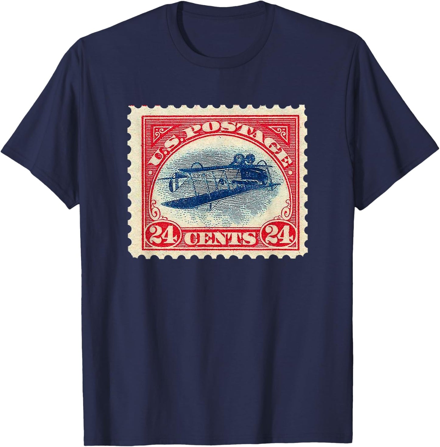 Retro Vintage 1900's Upside Down Jenny Postage Stamp T-Shirt - T-Shirt | Navy