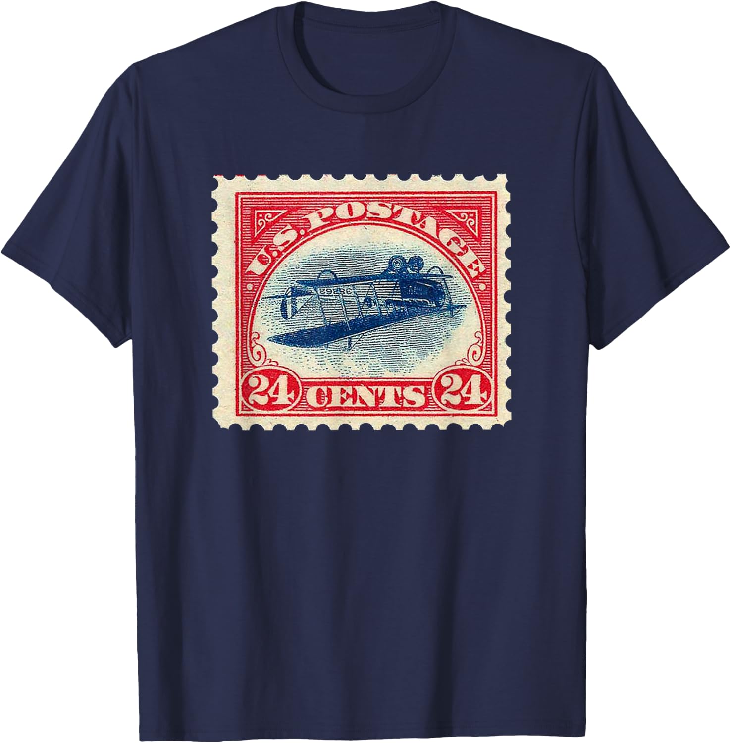 Retro Vintage 1900's Upside Down Jenny Postage Stamp T-Shirt - T-Shirt | Navy