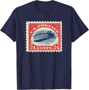 Retro Vintage 1900's Upside Down Jenny Postage Stamp T-Shirt - T-Shirt | Navy