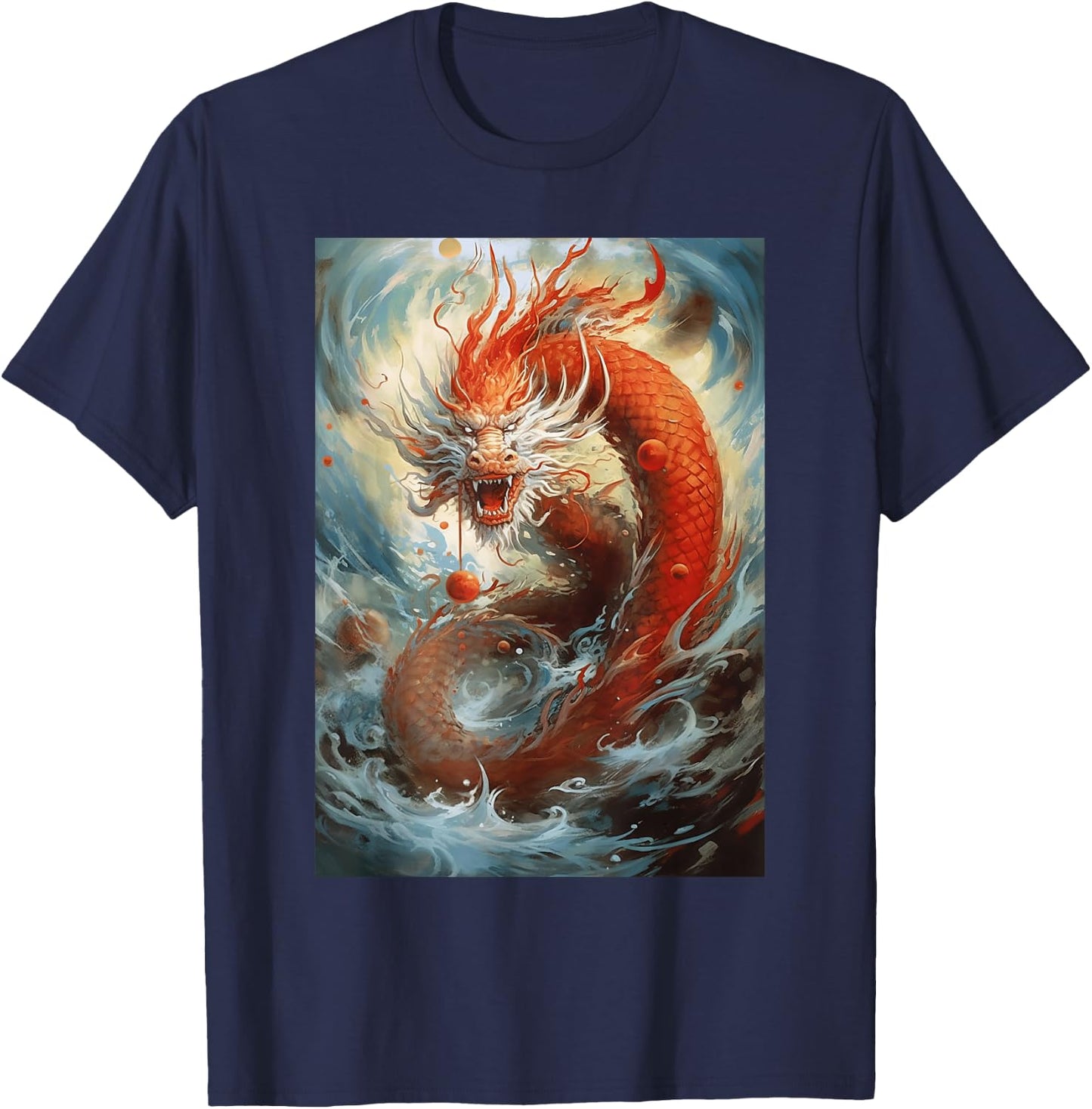 Dragon Art Chinese Symbol Of Power Strength Good Luck T-Shirt - T-Shirt | Navy