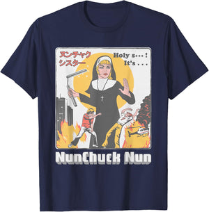 Nunchuck Nun Kungfu T-Shirt - T-Shirt | Navy