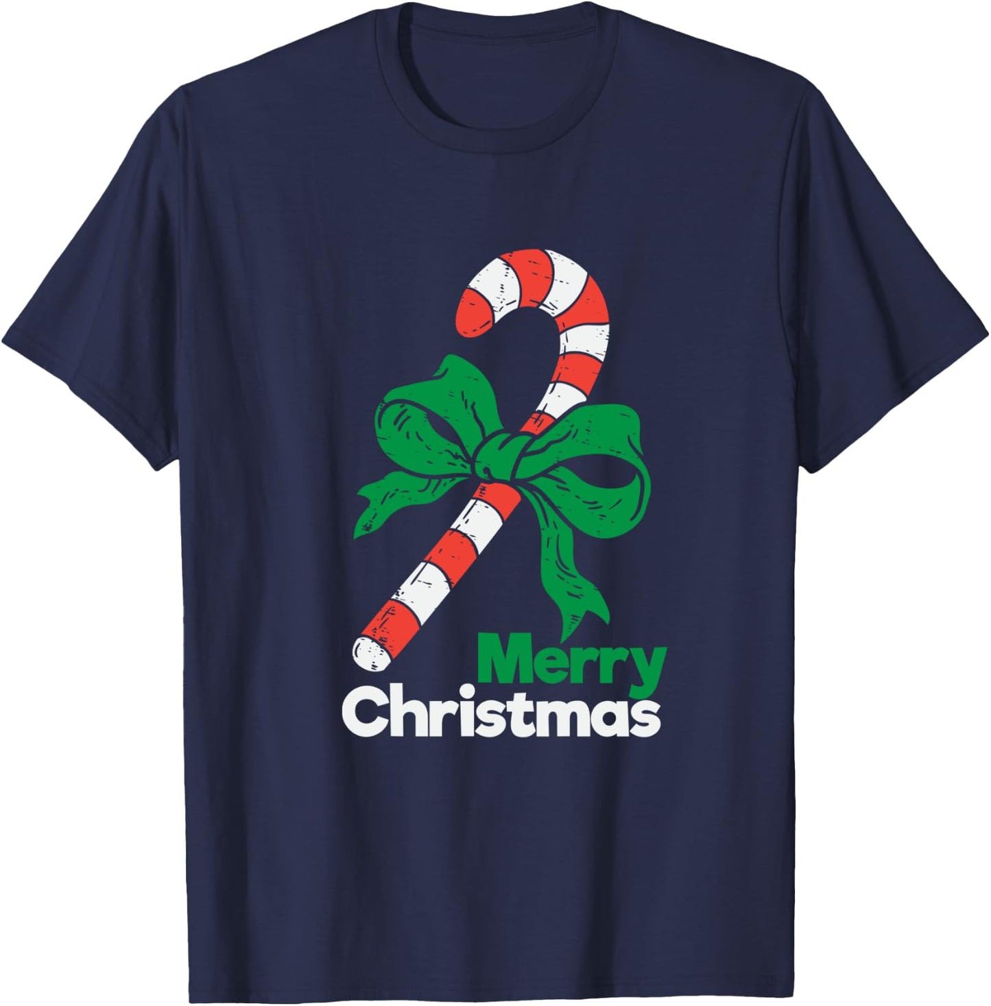 Merry Christmas Candy Canes T-Shirt - T-Shirt | Navy