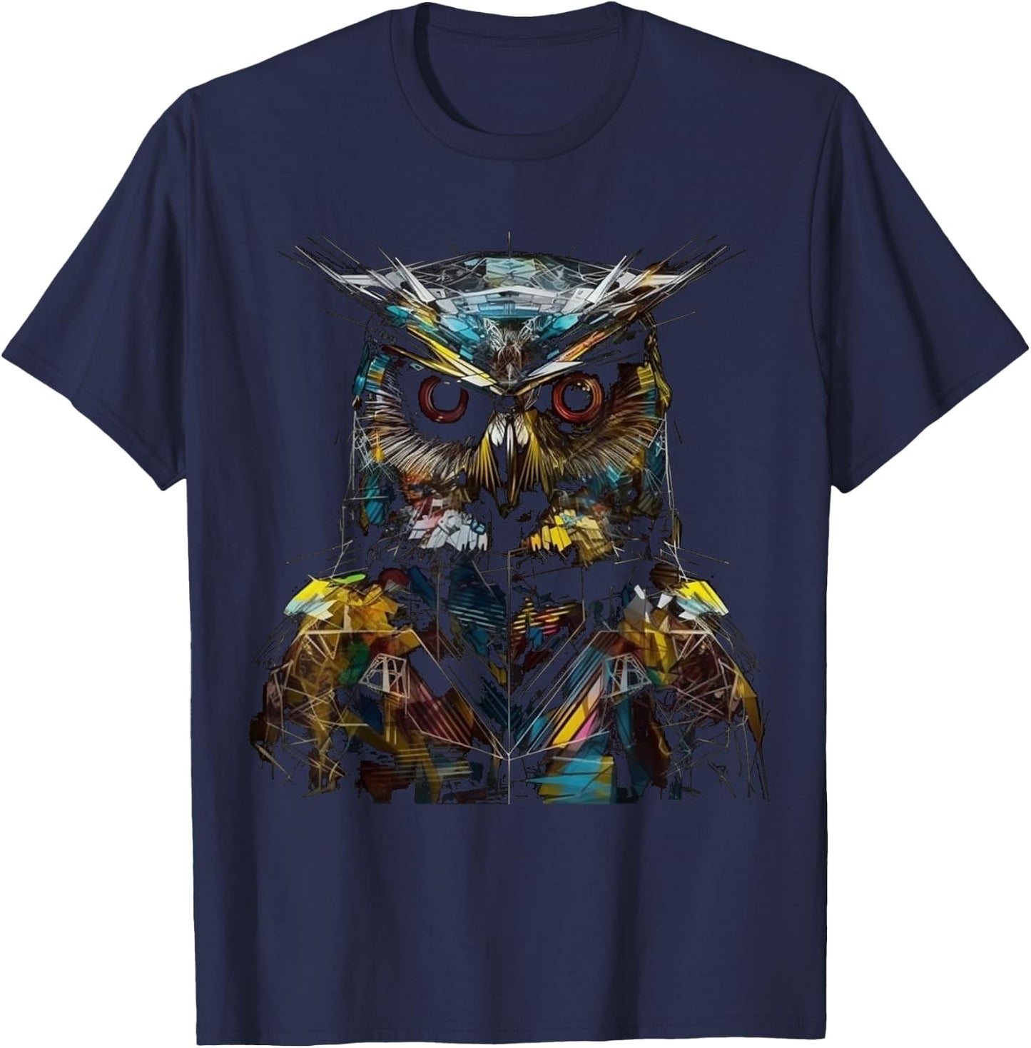 Owl artwork - bird art animal owl T-Shirt - T-Shirt | Navy