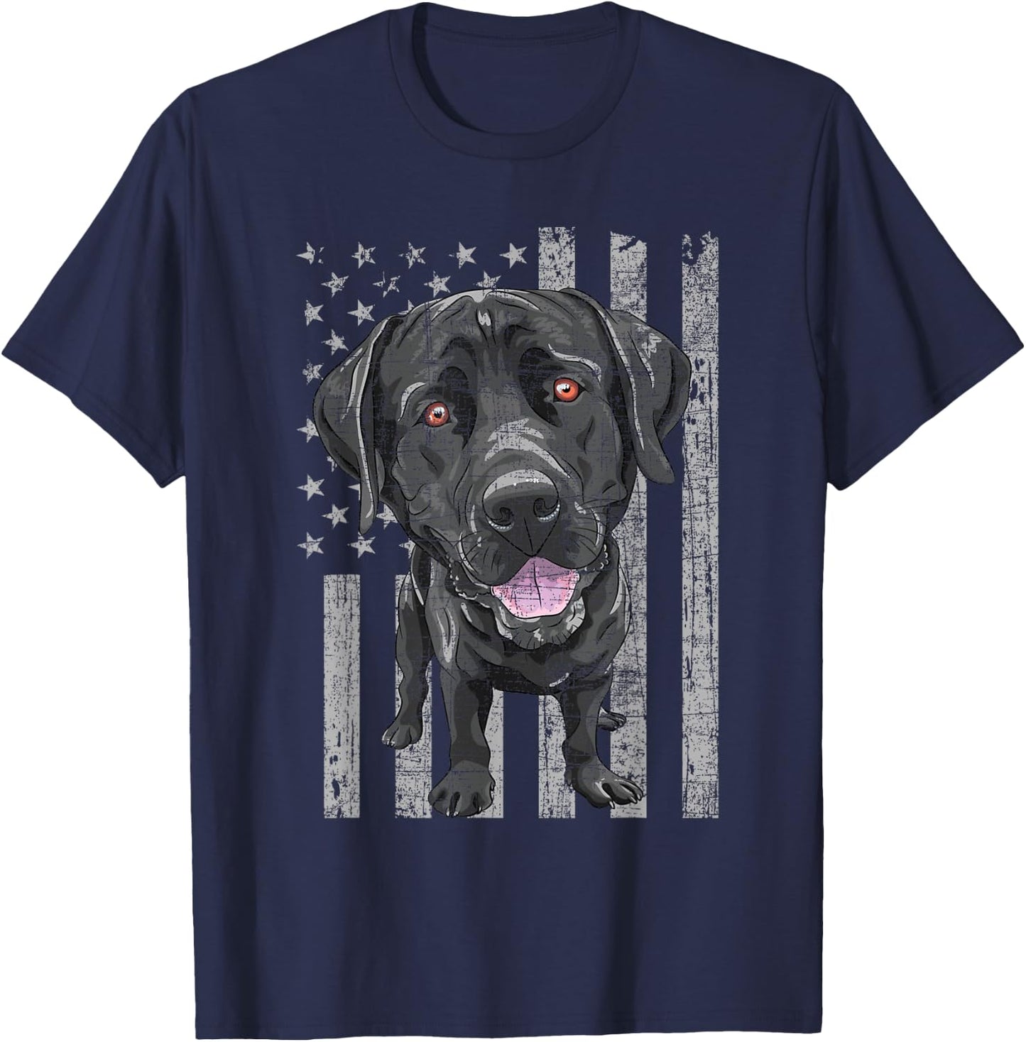 Patriotic Black Labrador - USA American Flag Dog Lover T-Shirt - T-Shirt | Navy