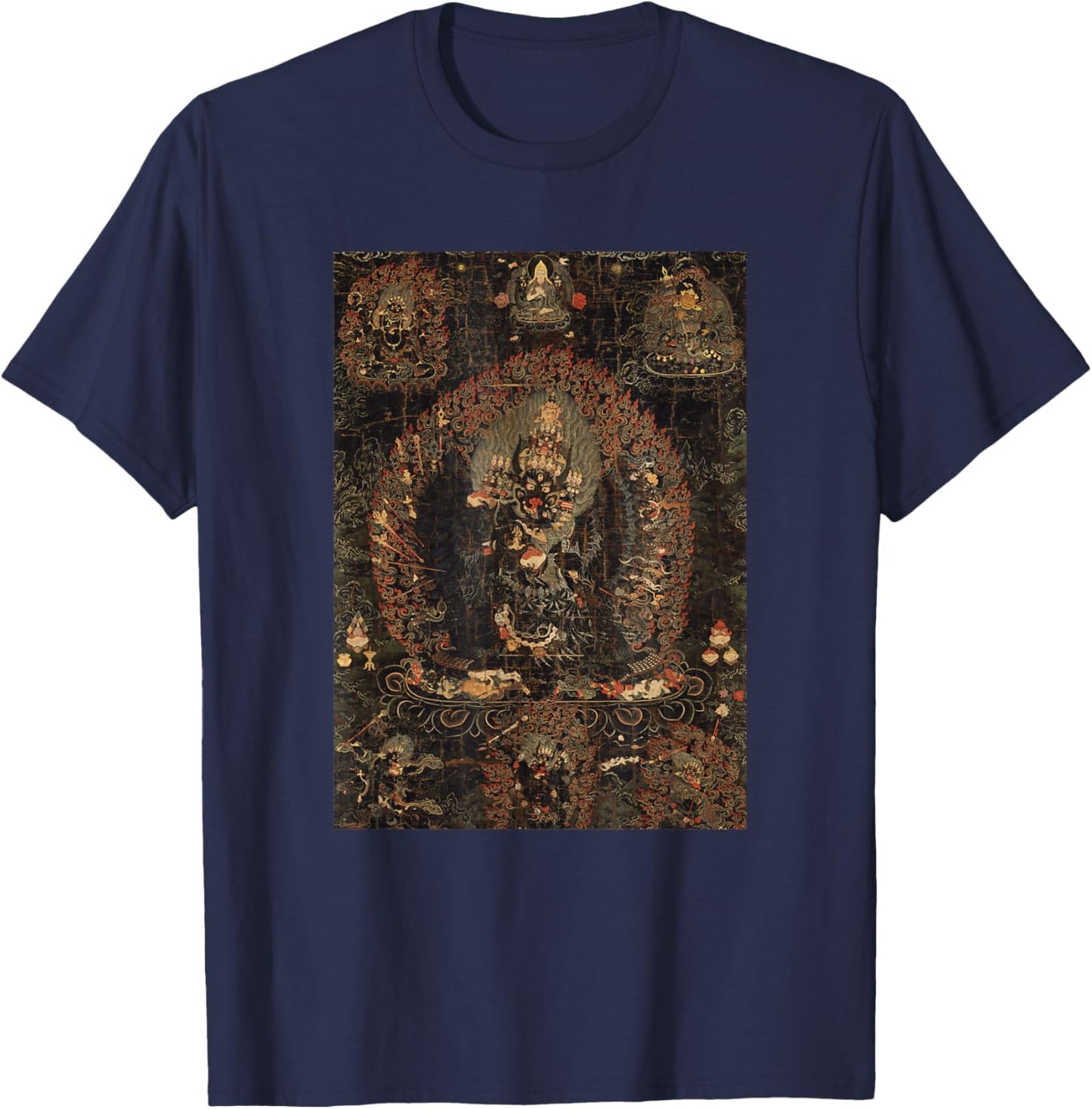 Vajrabhairava Tibetan Buddhist Thangka Art T-Shirt - T-Shirt | Navy