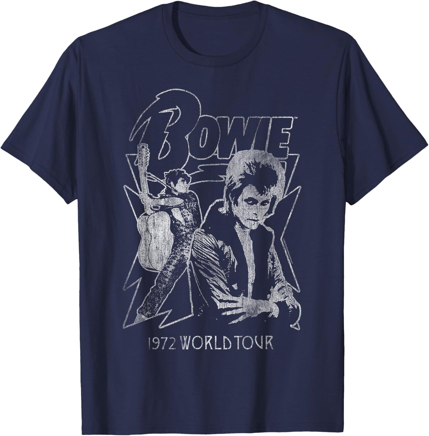 David Bowie Music Rock Mono 1972 World Tour T-Shirt - T-Shirt | Navy