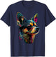 Chihuahua Dog Lover Designs -Adults Multicolor Graphic Small Chihuahua Pop Art Design T-Shirt - T-Shirt | Navy