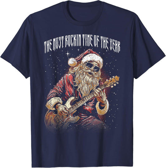 The most rockin time of the year cool Christmas Rock N Roll T-Shirt - T-Shirt | Navy